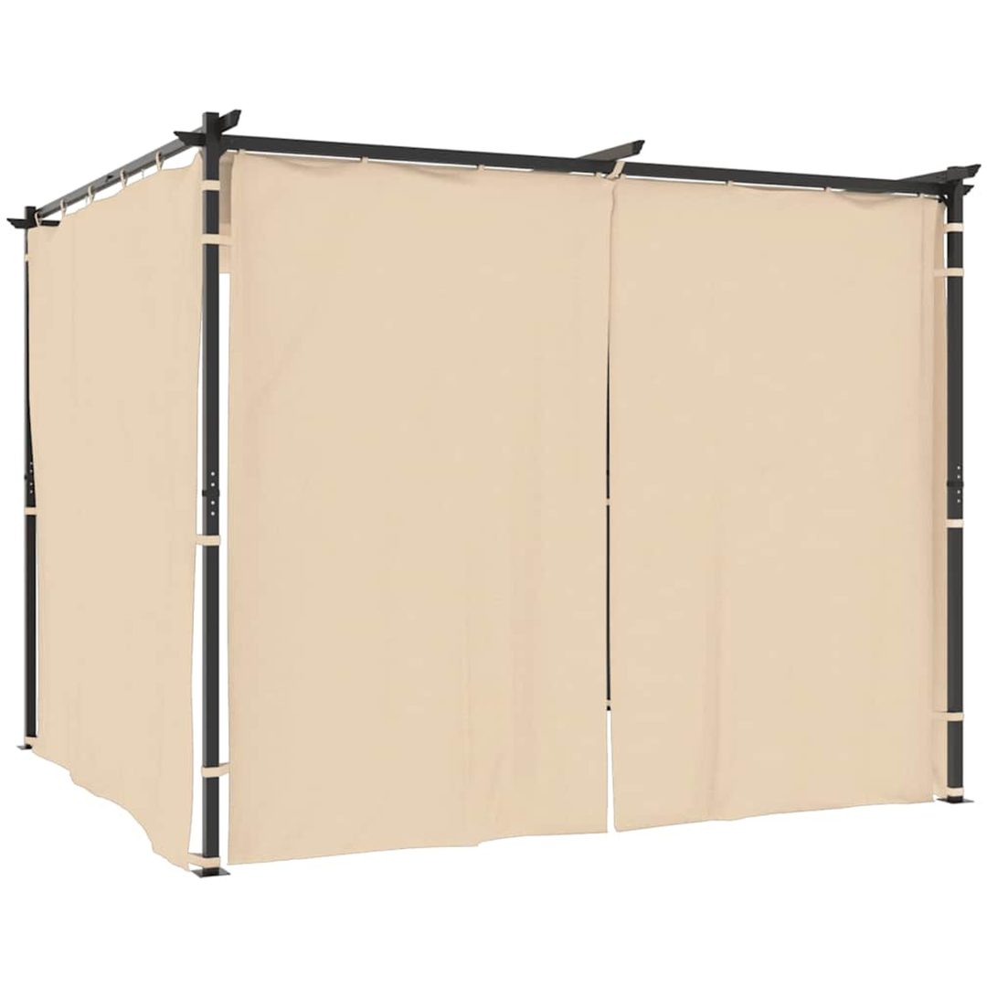 Paviljong med draperi gräddvit stål vidaXL 3 x 3 m – bild 2