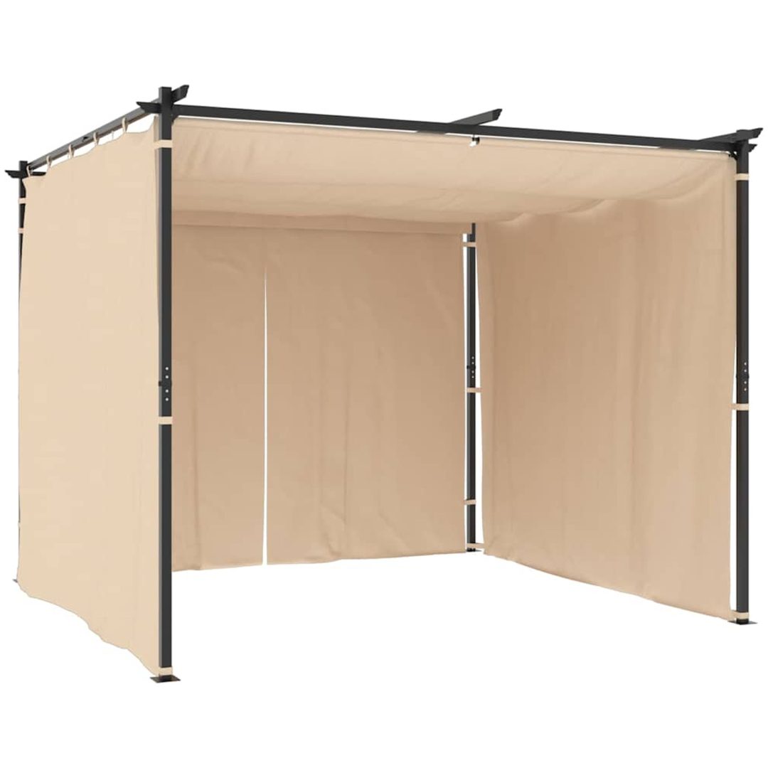 Paviljong med draperi gräddvit stål vidaXL 3 x 3 m – bild 5