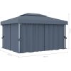 Paviljong med draperi och ljusslinga LED 4x3 m antracit vidaXL 4 x 3 cm – miniatyr 11