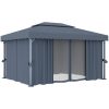 Paviljong med draperi och ljusslinga LED 4x3 m antracit vidaXL 4 x 3 cm – miniatyr 4