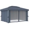 Paviljong med draperi och ljusslinga LED 4x3 m antracit vidaXL 4 x 3 cm – miniatyr 5