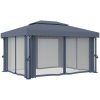 Paviljong med draperi och ljusslinga LED 4x3 m antracit vidaXL 4 x 3 cm – miniatyr 6