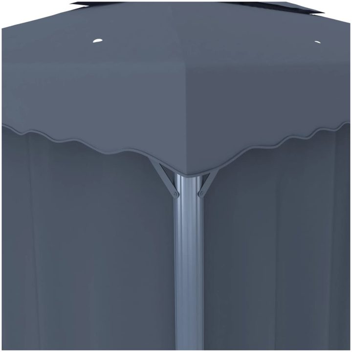 Paviljong med draperi och ljusslinga LED 4x3 m antracit vidaXL 4 x 3 cm – bild 8