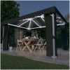 Paviljong med draperi och ljusslinga LED 4x3 m antracit vidaXL 4 x 3 cm – miniatyr 1