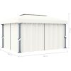 Paviljong med draperi och ljusslinga LED 4x3 m gräddvit vidaXL 4 x 3 cm – miniatyr 11