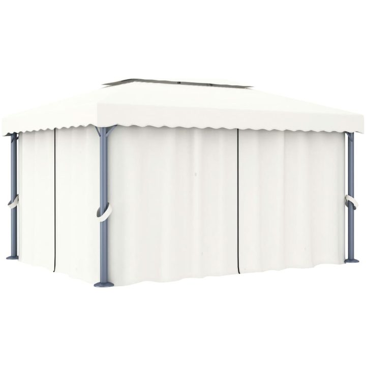 Paviljong med draperi och ljusslinga LED 4x3 m gräddvit vidaXL 4 x 3 cm – bild 3