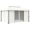 Paviljong med draperi och ljusslinga LED 4x3 m gräddvit vidaXL 4 x 3 cm – miniatyr 4