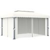 Paviljong med draperi och ljusslinga LED 4x3 m gräddvit vidaXL 4 x 3 cm – miniatyr 5