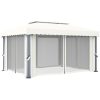 Paviljong med draperi och ljusslinga LED 4x3 m gräddvit vidaXL 4 x 3 cm – miniatyr 6