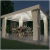 Paviljong med draperi och ljusslinga LED 4x3 m gräddvit vidaXL 4 x 3 cm – miniatyr 1