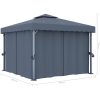 Paviljong med draperi och ljusslinga LED antracit vidaXL 3 x 3 m – miniatyr 10