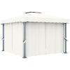 Paviljong med draperi och ljusslinga LED gräddvit vidaXL 3 x 3 m – miniatyr 3