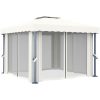 Paviljong med draperi och ljusslinga LED gräddvit vidaXL 3 x 3 m – miniatyr 6