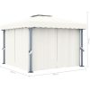 Paviljong med draperi och ljusslinga LED gräddvit vidaXL 3 x 3 m – miniatyr 10