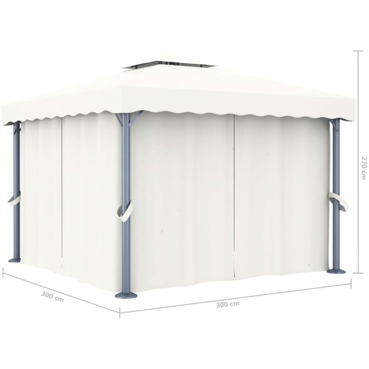 Paviljong med draperi och ljusslinga LED gräddvit vidaXL 3 x 3 m – bild 10