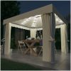 Paviljong med draperi och ljusslinga LED gräddvit vidaXL 3 x 3 m – miniatyr 1
