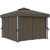 Paviljong med draperi och ljusslinga LED taupe vidaXL 3 x 3 m – miniatyr 3