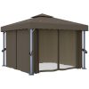 Paviljong med draperi och ljusslinga LED taupe vidaXL 3 x 3 m – miniatyr 4