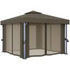 Paviljong med draperi och ljusslinga LED taupe vidaXL 3 x 3 m – miniatyr 6