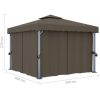 Paviljong med draperi och ljusslinga LED taupe vidaXL 3 x 3 m – miniatyr 10