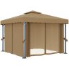 Paviljong med draperi taupe aluminium vidaXL 3 x 3 m – miniatyr 2