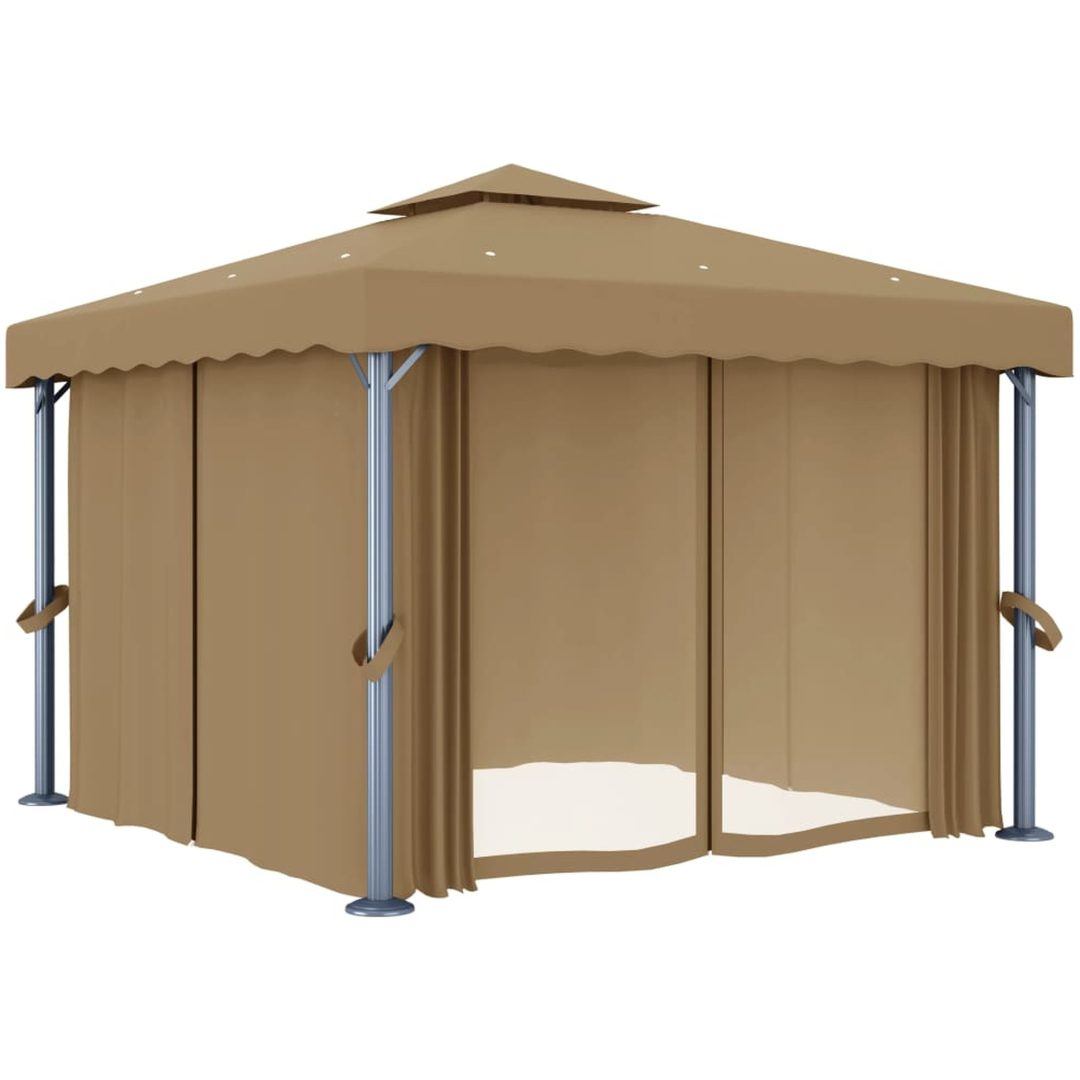 Paviljong med draperi taupe aluminium vidaXL 3 x 3 m – bild 2