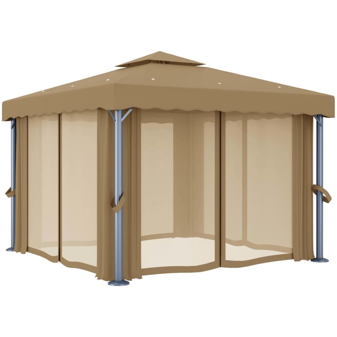 Paviljong med draperi taupe aluminium vidaXL 3 x 3 m – bild 3