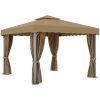 Paviljong med draperi taupe aluminium vidaXL 3 x 3 m – miniatyr 4