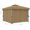 Paviljong med draperi taupe aluminium vidaXL 3 x 3 m – miniatyr 6