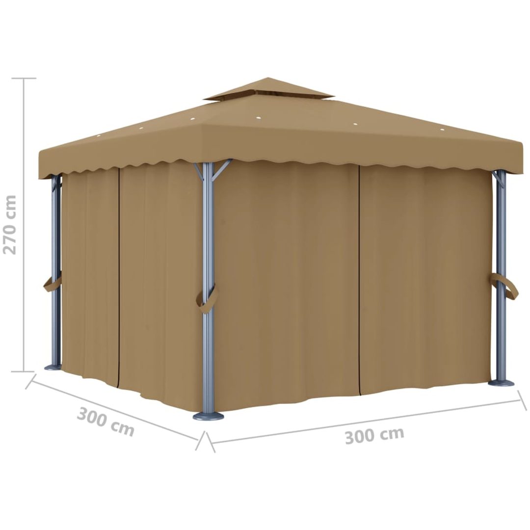Paviljong med draperi taupe aluminium vidaXL 3 x 3 m – bild 6