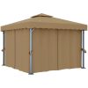 Paviljong med draperi taupe aluminium vidaXL 3 x 3 m – miniatyr 1