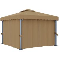 Paviljong med draperi taupe aluminium vidaXL