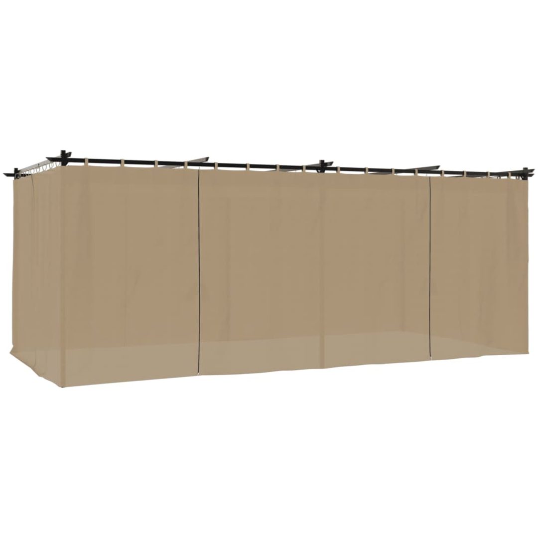 Paviljong med draperi taupe stål vidaXL 6 x 3 m – bild 2