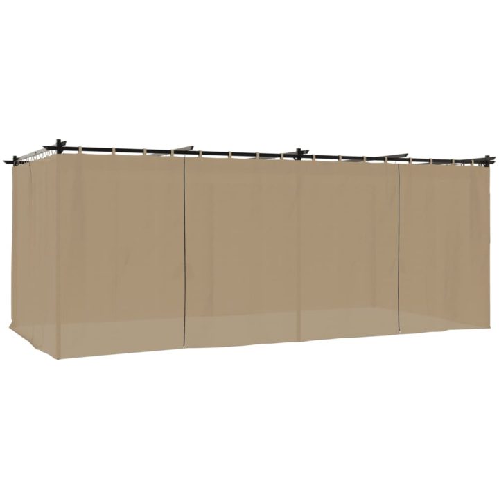 Paviljong med draperi taupe stål vidaXL 6 x 3 m – bild 2
