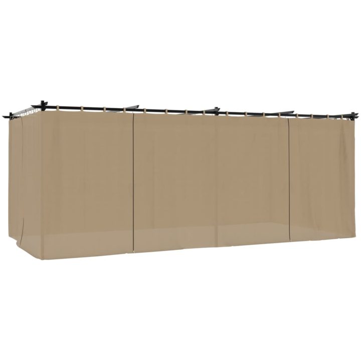 Paviljong med draperi taupe stål vidaXL 6 x 3 m – bild 6