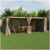 Paviljong med draperi taupe stål vidaXL 6 x 3 m – miniatyr 1