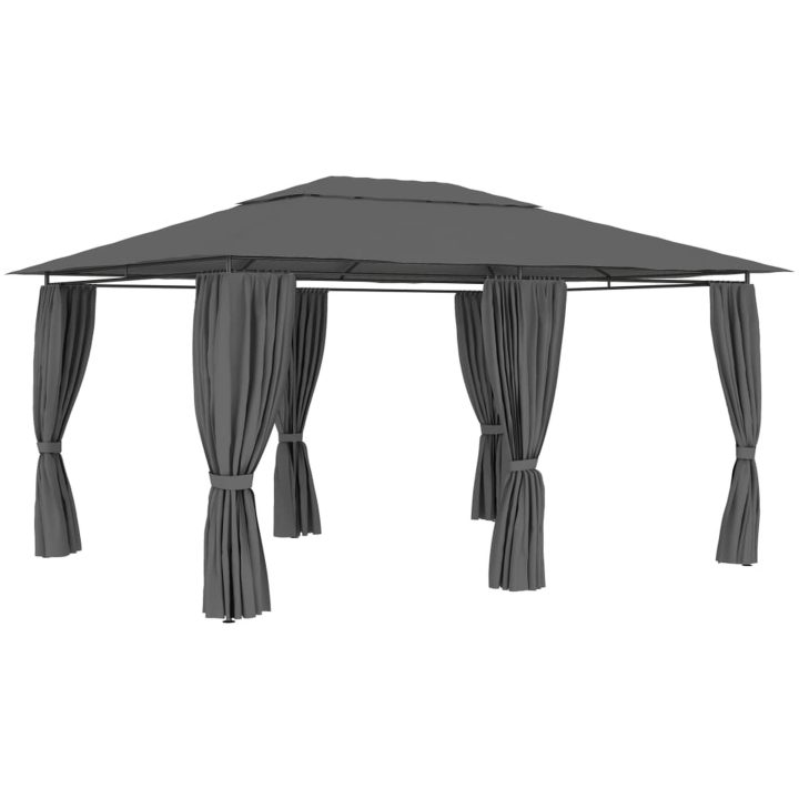 Paviljong med draperier 4x3 m antracit vidaXL – bild 3