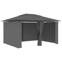Paviljong med draperier 4x3 m antracit vidaXL