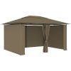 Paviljong med draperier 4x3 m taupe 180 g/m² vidaXL – miniatyr 2