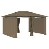 Paviljong med draperier 4x3 m taupe 180 g/m² vidaXL – miniatyr 3