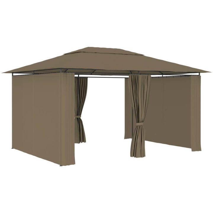 Paviljong med draperier 4x3 m taupe 180 g/m² vidaXL – bild 3