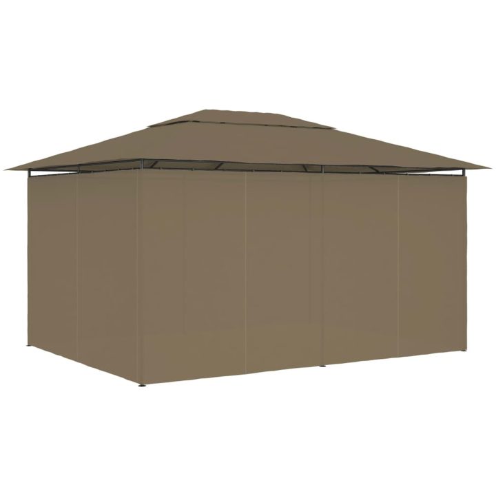 Paviljong med draperier 4x3 m taupe 180 g/m² vidaXL – bild 4