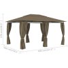 Paviljong med draperier 4x3 m taupe 180 g/m² vidaXL – miniatyr 9