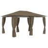 Paviljong med draperier 4x3 m taupe 180 g/m² vidaXL – miniatyr 1