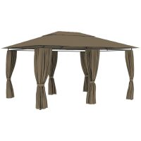Paviljong med draperier 4x3 m taupe 180 g/m² vidaXL