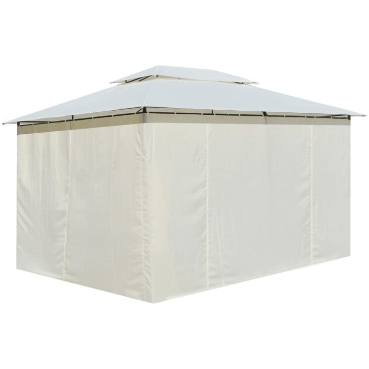Paviljong med draperier 4x3 m vit vidaXL – bild 3
