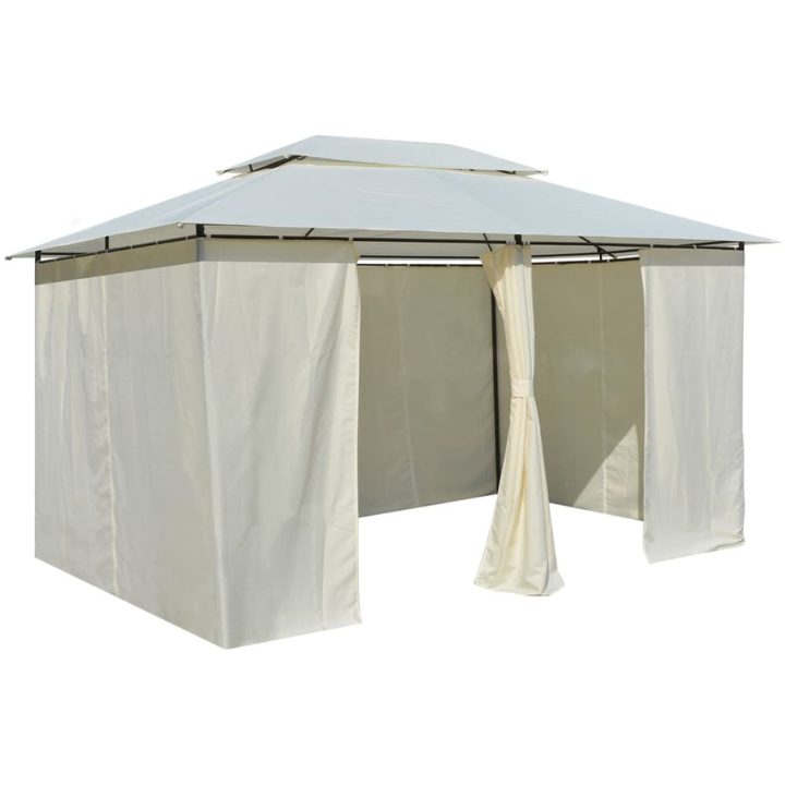 Paviljong med draperier 4x3 m vit vidaXL – bild 4