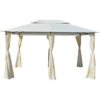 Paviljong med draperier 4x3 m vit vidaXL