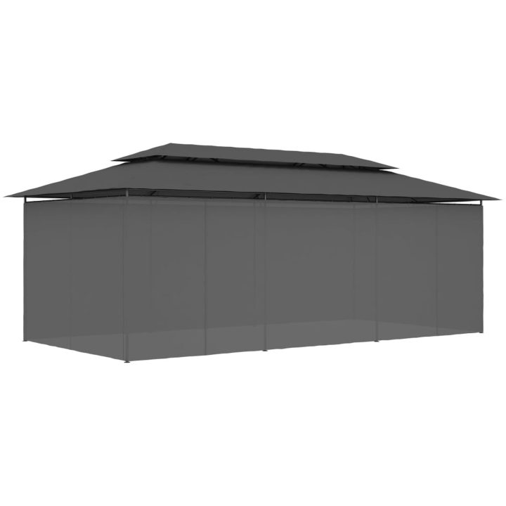 Paviljong med draperier 600x298x270 cm antracit vidaXL – bild 4