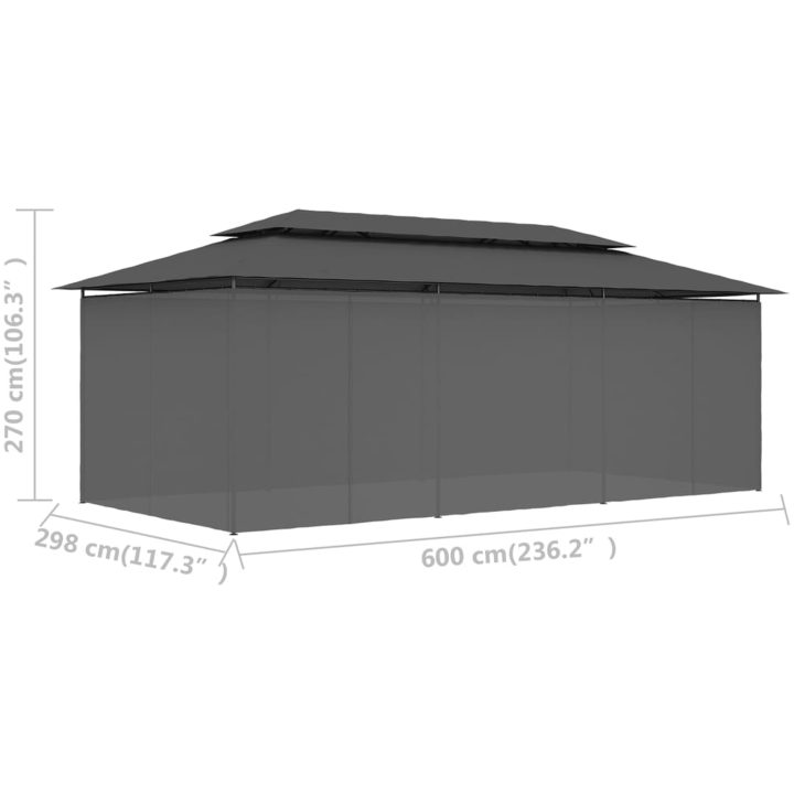 Paviljong med draperier 600x298x270 cm antracit vidaXL – bild 9